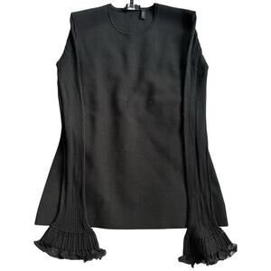 Theory Women's sz S Sheer-Sleeve Sweater in Wool Blend